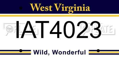 IAT4023 West Virginia License Plate