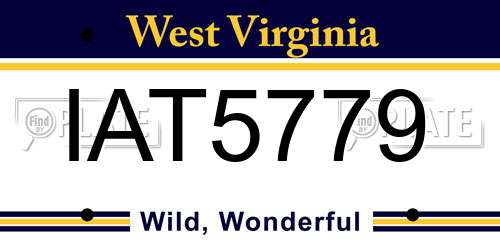 IAT5779 West Virginia License Plate
