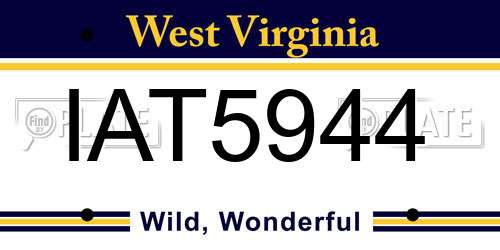 IAT5944 West Virginia License Plate
