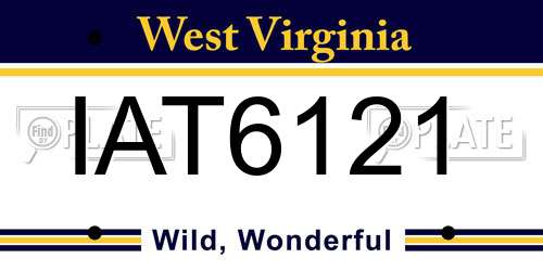IAT6121 West Virginia License Plate