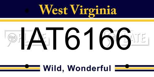 IAT6166 West Virginia License Plate