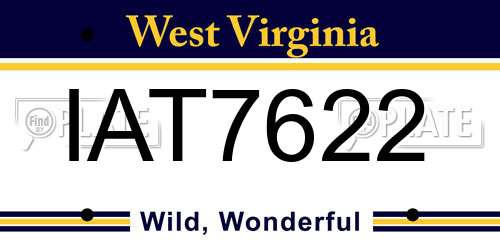 IAT7622 West Virginia License Plate