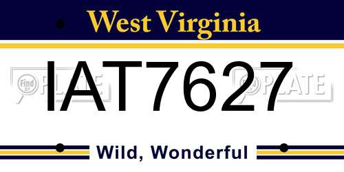 IAT7627 West Virginia License Plate
