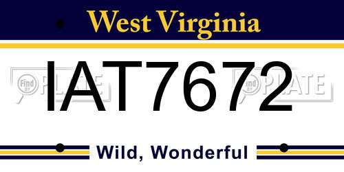 IAT7672 West Virginia License Plate