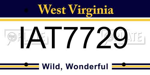 IAT7729 West Virginia License Plate