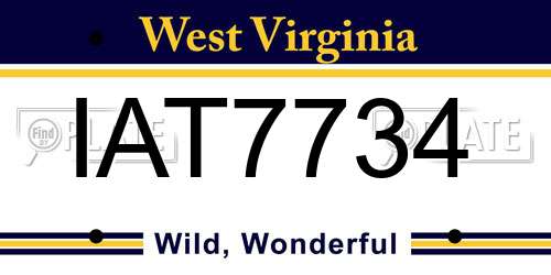 IAT7734 West Virginia License Plate