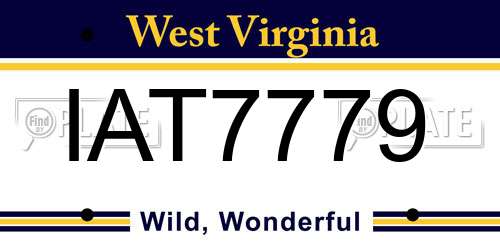 IAT7779 West Virginia License Plate
