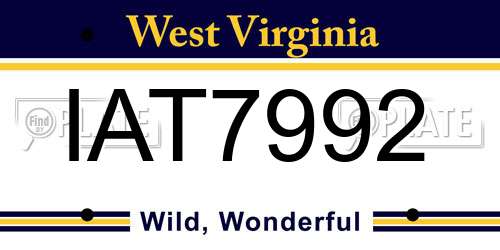 IAT7992 West Virginia License Plate
