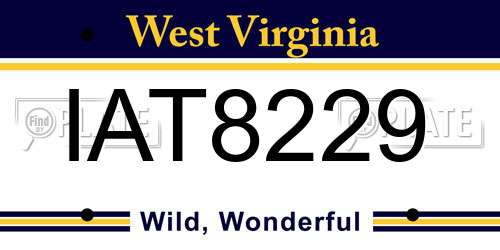 IAT8229 West Virginia License Plate