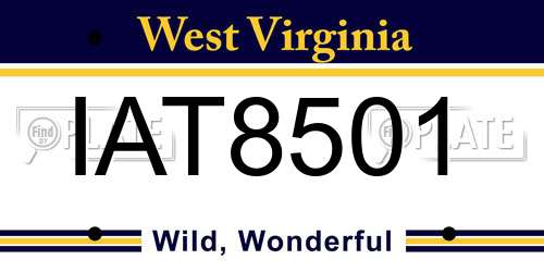 IAT8501 West Virginia License Plate