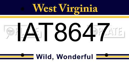 IAT8647 West Virginia License Plate