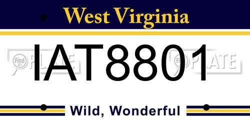 IAT8801 West Virginia License Plate