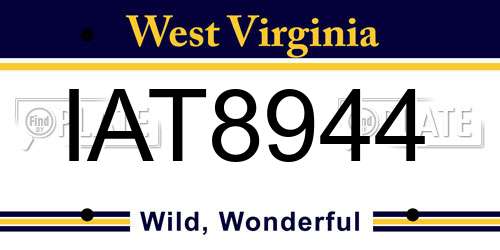 IAT8944 West Virginia License Plate
