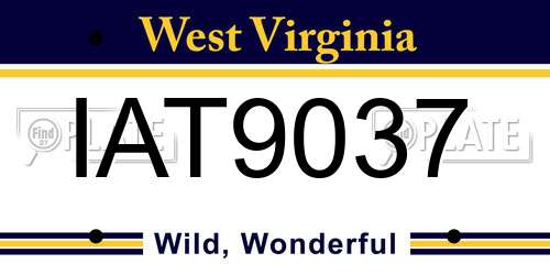IAT9037 West Virginia License Plate