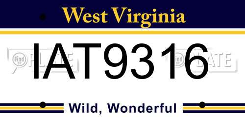 IAT9316 West Virginia License Plate