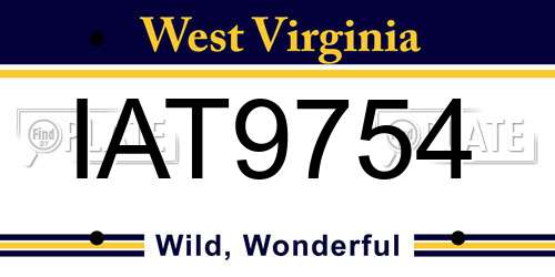 IAT9754 West Virginia License Plate