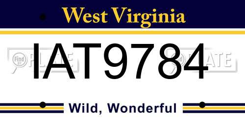 IAT9784 West Virginia License Plate