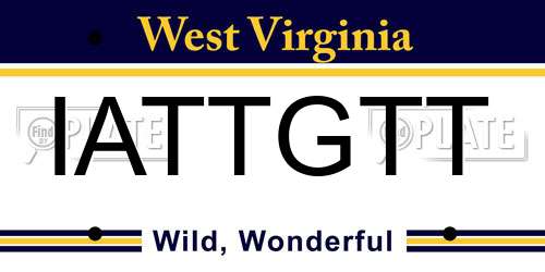 IATTGTT West Virginia License Plate