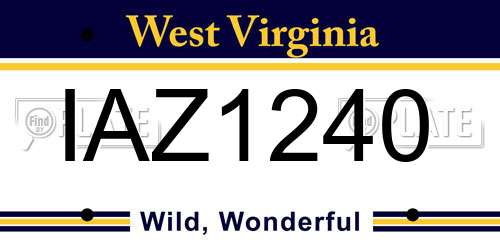 IAZ1240 West Virginia License Plate