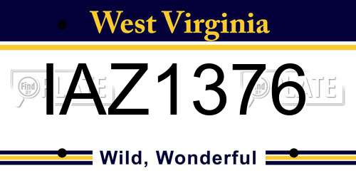 IAZ1376 West Virginia License Plate