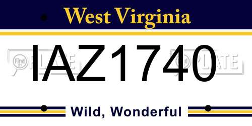 IAZ1740 West Virginia License Plate
