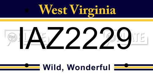 IAZ2229 West Virginia License Plate
