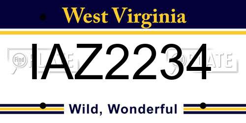 IAZ2234 West Virginia License Plate