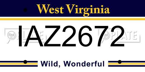 IAZ2672 West Virginia License Plate