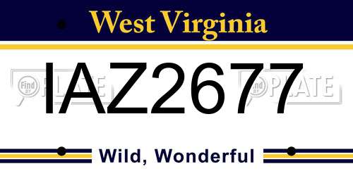 IAZ2677 West Virginia License Plate