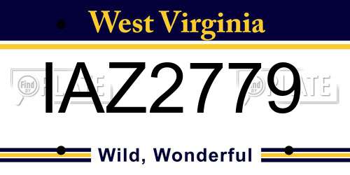 IAZ2779 West Virginia License Plate