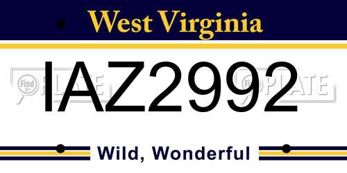 IAZ2992 West Virginia License Plate