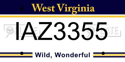 IAZ3355 West Virginia License Plate