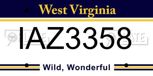 IAZ3358 West Virginia License Plate