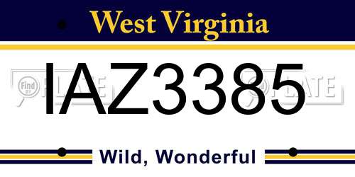 IAZ3385 West Virginia License Plate