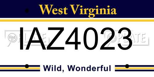 IAZ4023 West Virginia License Plate