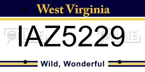 IAZ5229 West Virginia License Plate