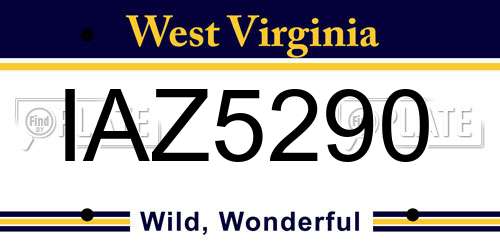 IAZ5290 West Virginia License Plate