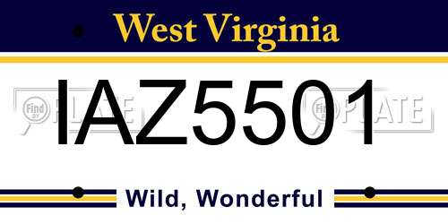 IAZ5501 West Virginia License Plate