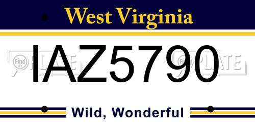 IAZ5790 West Virginia License Plate