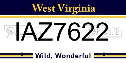 IAZ7622 West Virginia License Plate