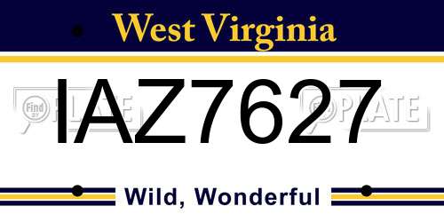 IAZ7627 West Virginia License Plate