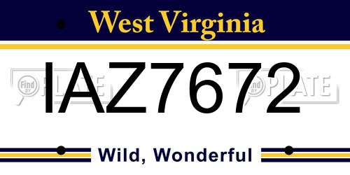 IAZ7672 West Virginia License Plate