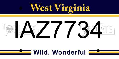 IAZ7734 West Virginia License Plate