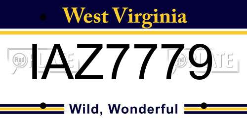 IAZ7779 West Virginia License Plate