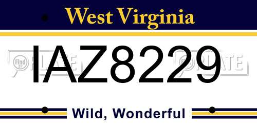 IAZ8229 West Virginia License Plate