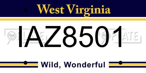 IAZ8501 West Virginia License Plate