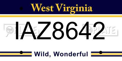 IAZ8642 West Virginia License Plate