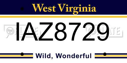 IAZ8729 West Virginia License Plate