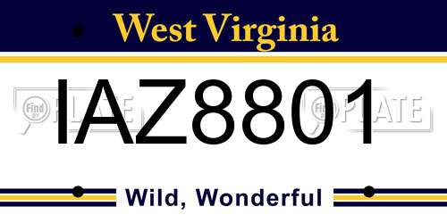 IAZ8801 West Virginia License Plate