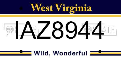 IAZ8944 West Virginia License Plate